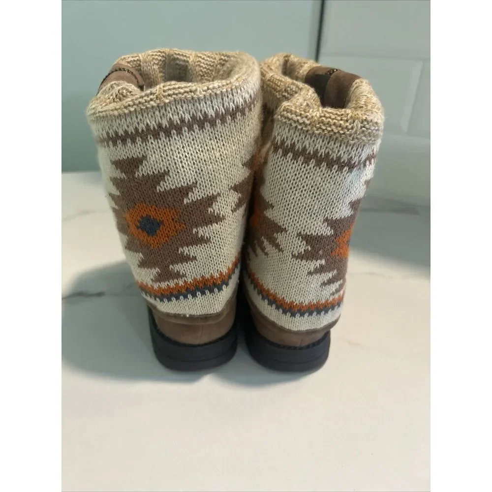 Muk Luks Size 10 Women's Suede Tall Winter Boots Fold‎ Down Knit Inside